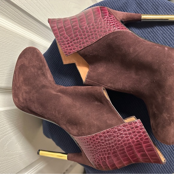 Sigerson Morrison Burgundy Sued/Leather ankle boot - Picture 5 of 10